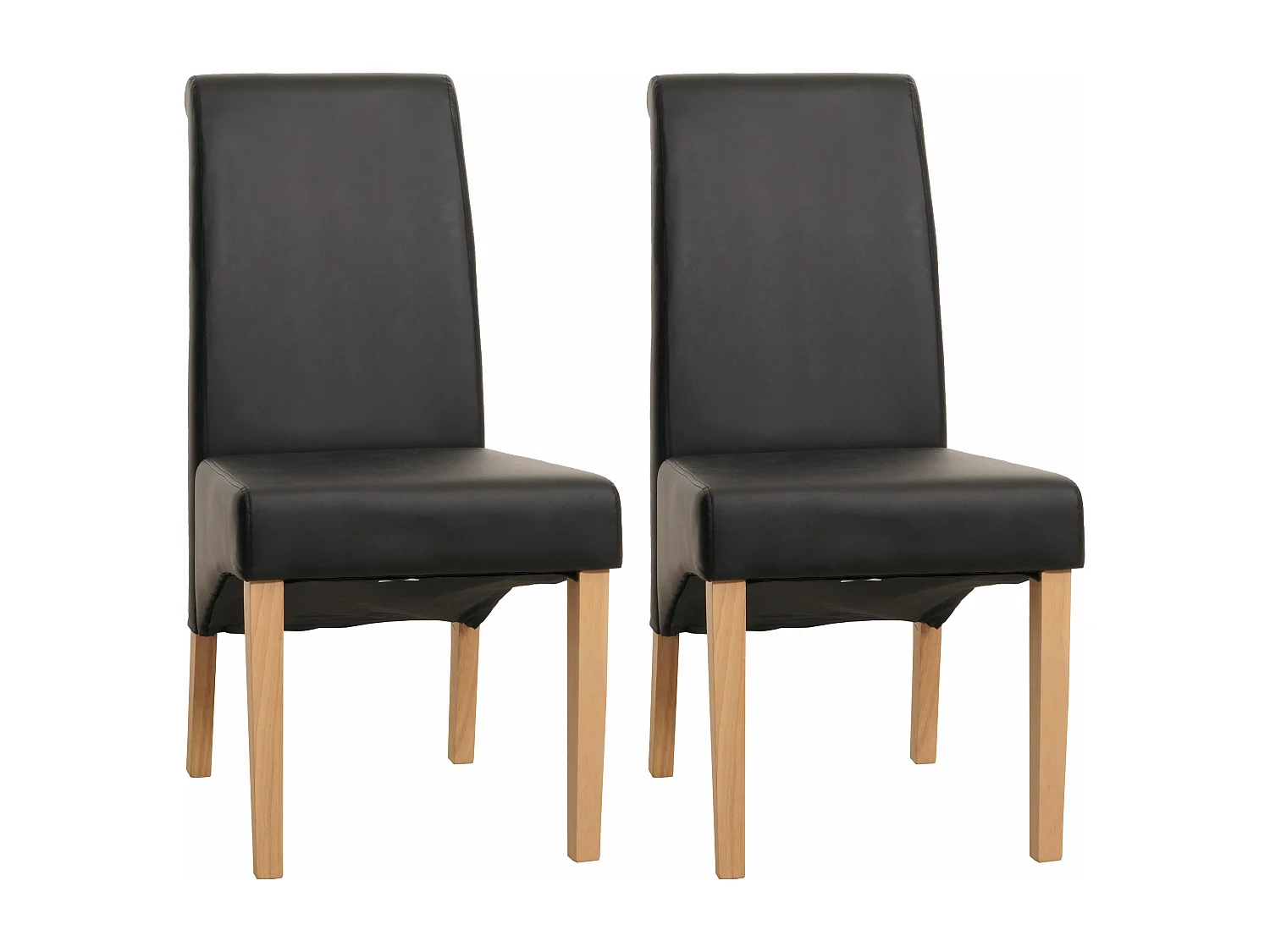 Chaise de salle à manger Cesena (lot de 2),  similicuir mat, noir, pieds clairs