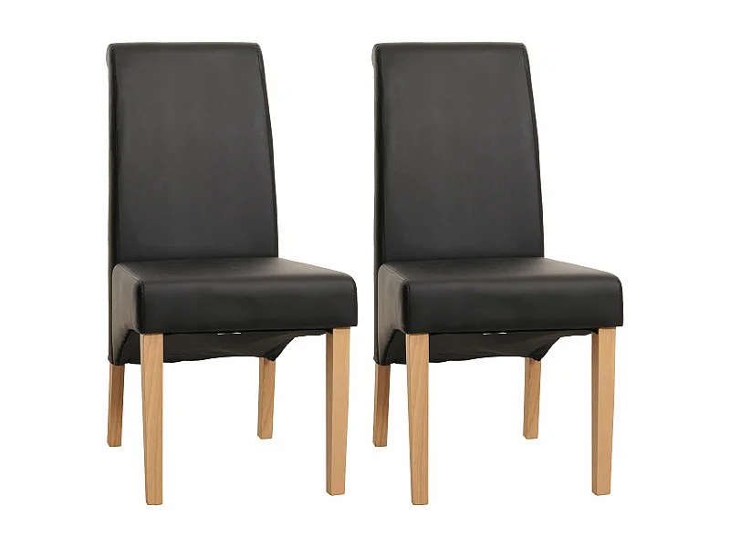 Esszimmerstuhl Cesena (2er Set), Kunstleder matt, schwarz, helle Füße