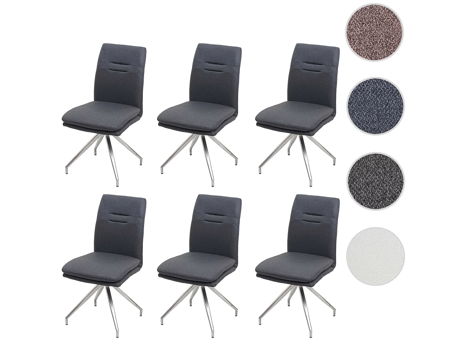 Silla de comedor MCW-H70 (juego de 6),  gris oscuro