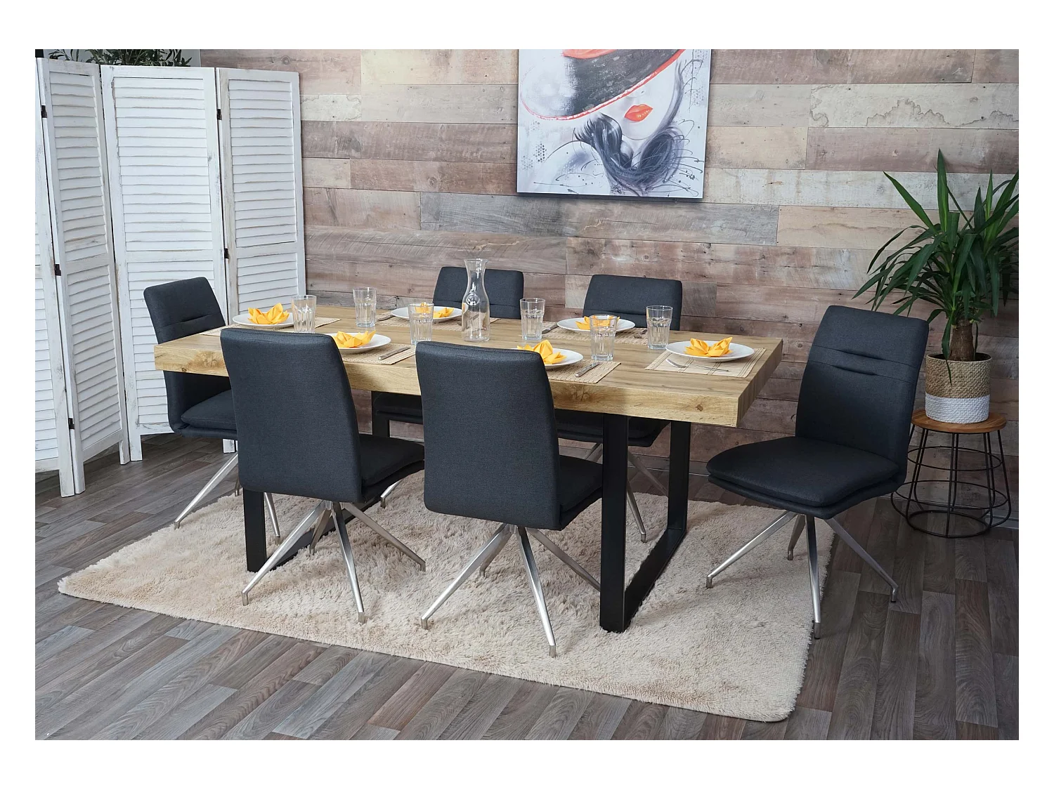 Chaise de salle à manger MCW-H70 (lot de 6),  gris foncé