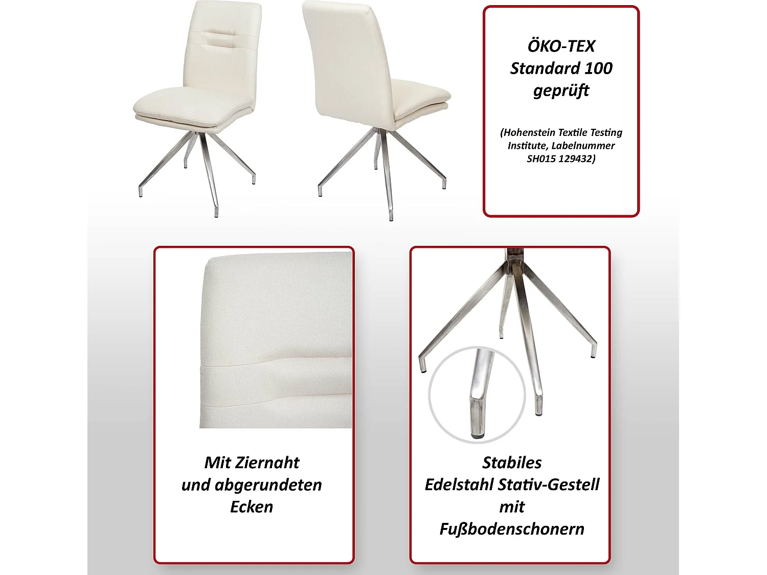 Chaise de salle à manger MCW-H70 (lot de 6),  gris foncé