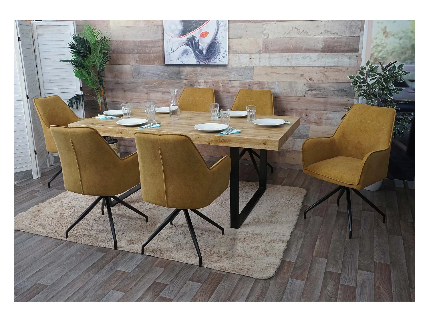 Silla de comedor MCW-K15 (juego de 6),  amarillo