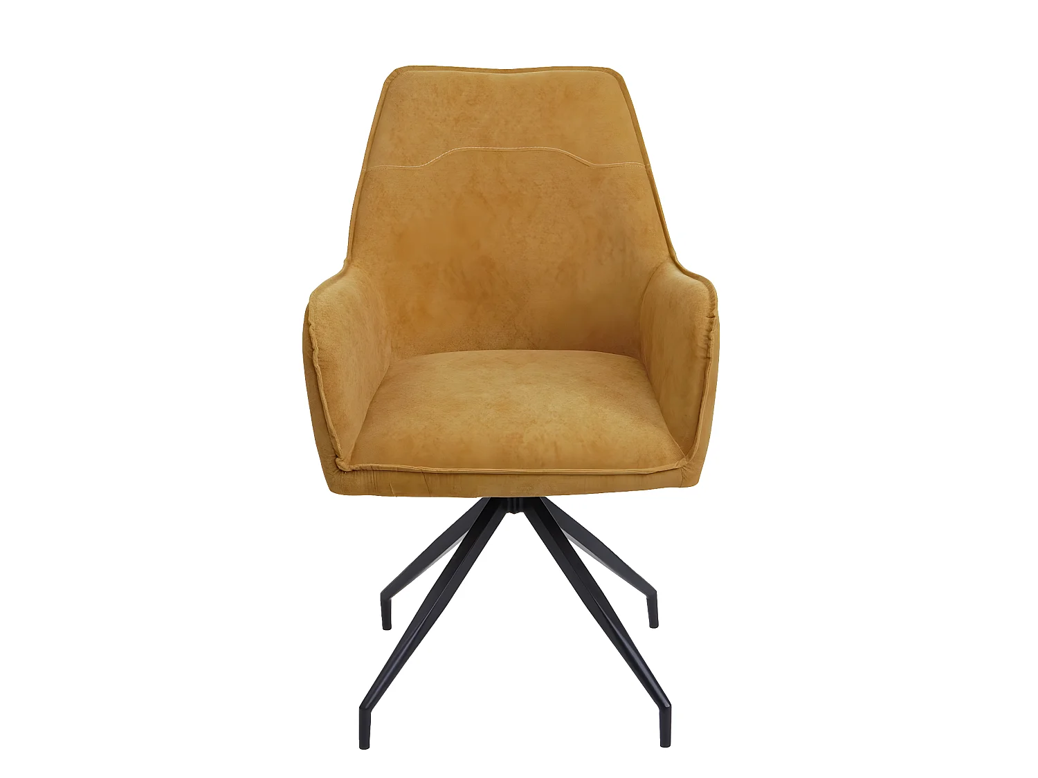 Set 6x sedie imbottite con braccioli MCW-K15 struttura treppiede tessuto giallo