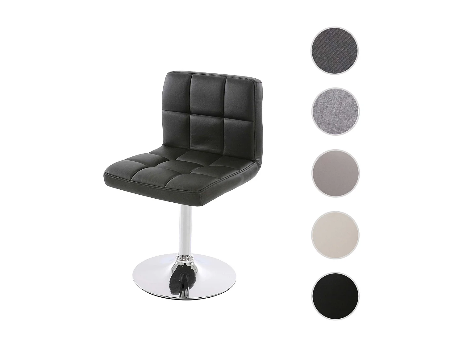 Cadiz eetkamerstoel, draaibaar,  kunstleer zwart, voet chroom