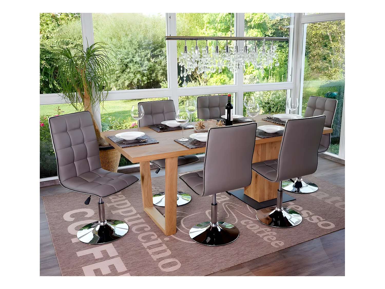 Krzesło do jadalni MCW-C41 (zestaw 2 szt.),  szaro-beżowe