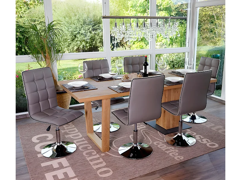 Eetkamerstoel MCW-C41 (set van 6),  taupe-grijs