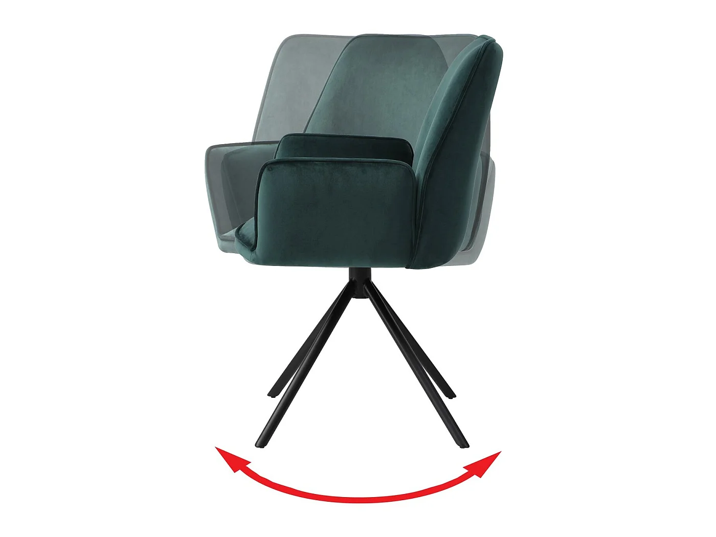 Eetkamerstoel MCW-G67 (set van 6),  groen, zwarte poten