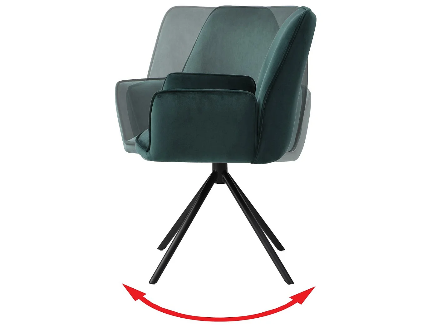 Cadeira de jantar MCW-G67 (conjunto de 6),  verde, pernas pretas