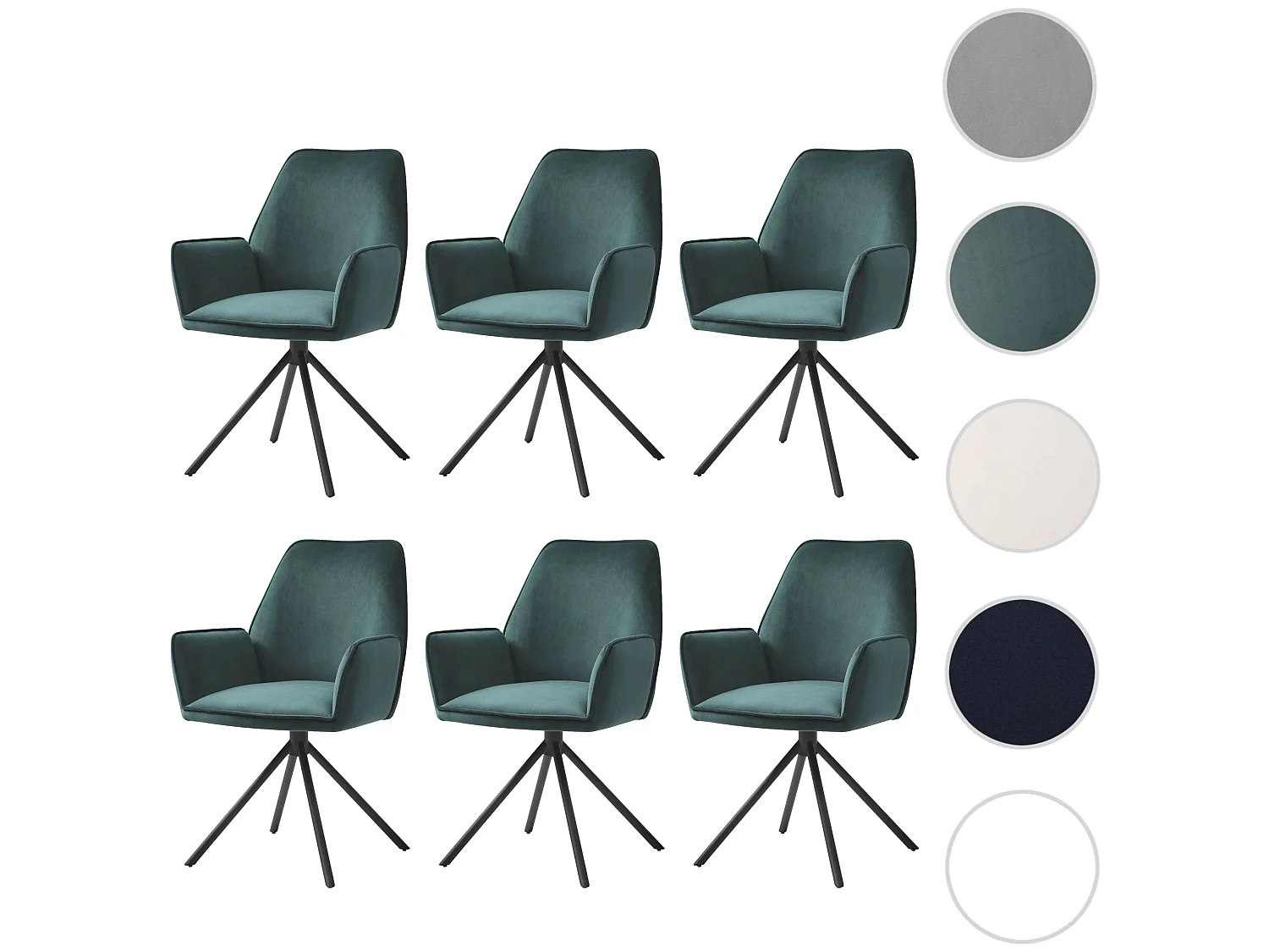 Cadeira de jantar MCW-G67 (conjunto de 6),  verde, pernas pretas