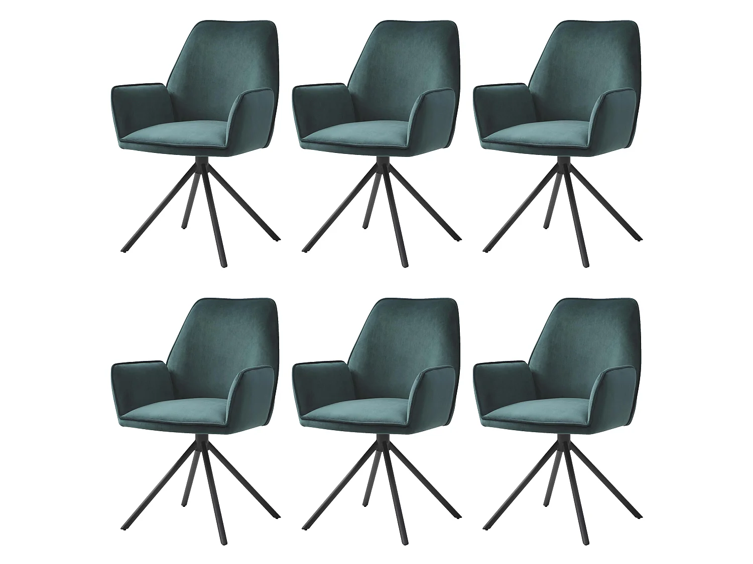 Chaise de salle à manger MCW-G67 (lot de 6),  vert, pieds noirs