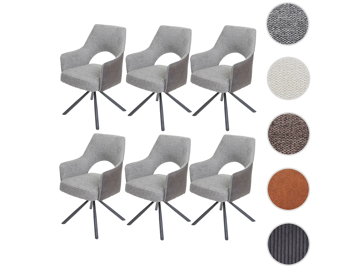 Chaise de salle à manger MCW-K30 (lot de 6),  gris-gris foncé