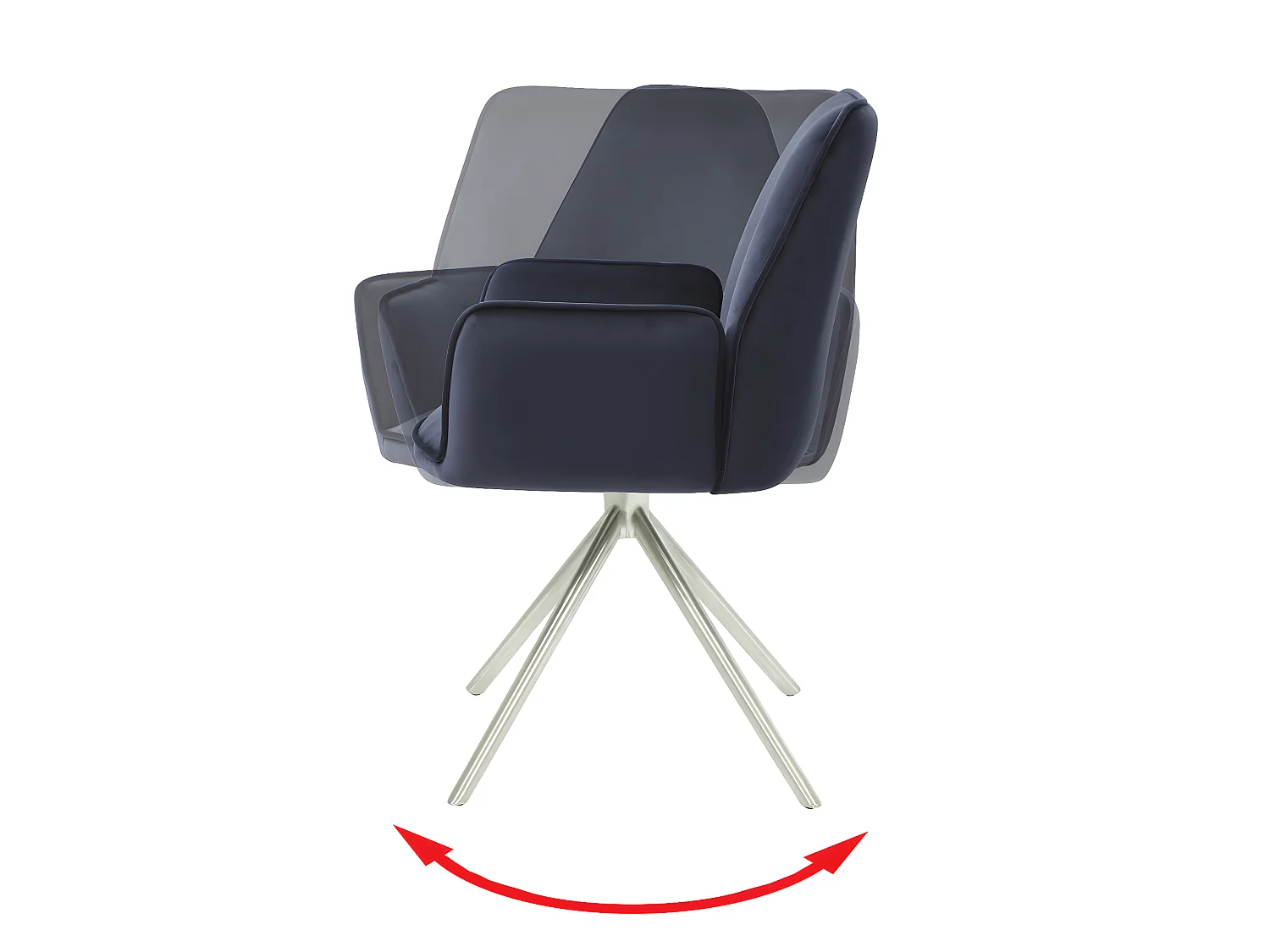 Chaise de salle à manger MCW-G67 (lot de 6),  anthracite-bleu, inox