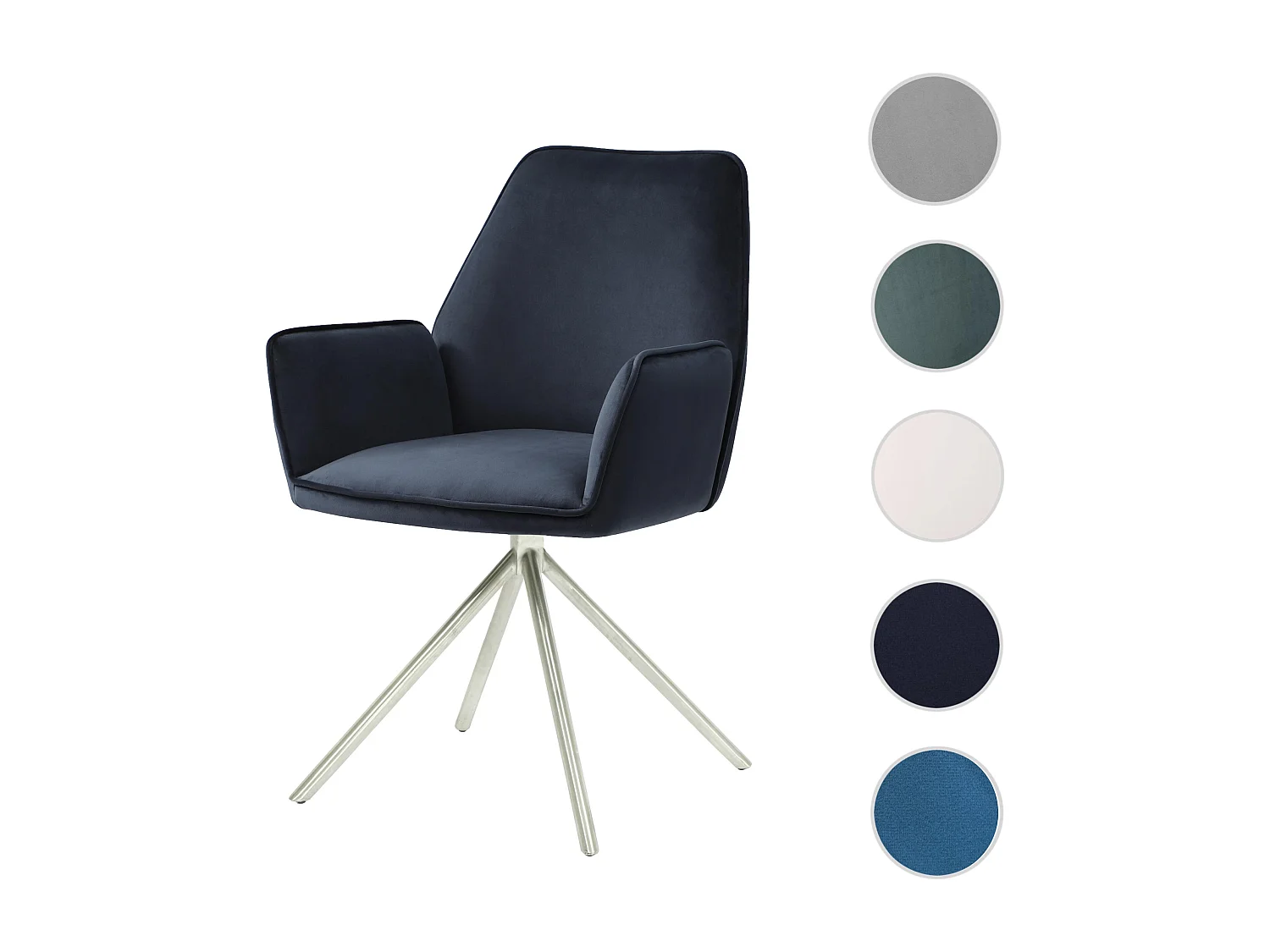 Esszimmerstuhl MCW-G67, Anthrazit-blau, Edelstahl