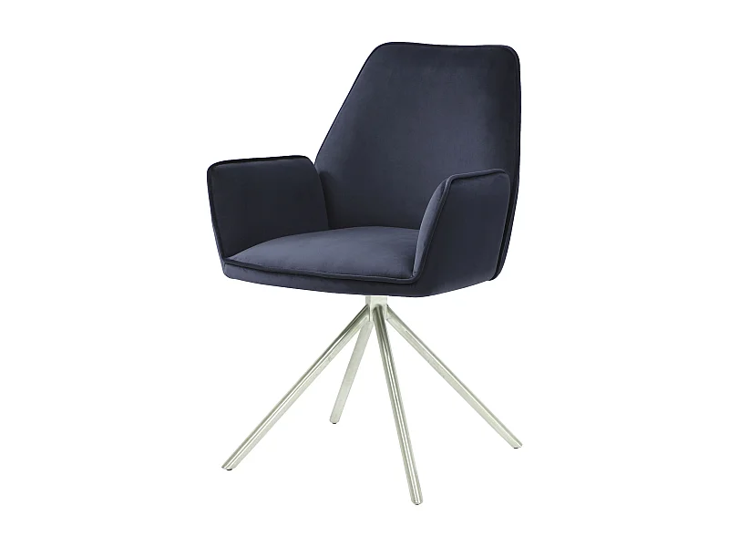 Chaise de salle à manger MCW-G67,  bleu anthracite, inox