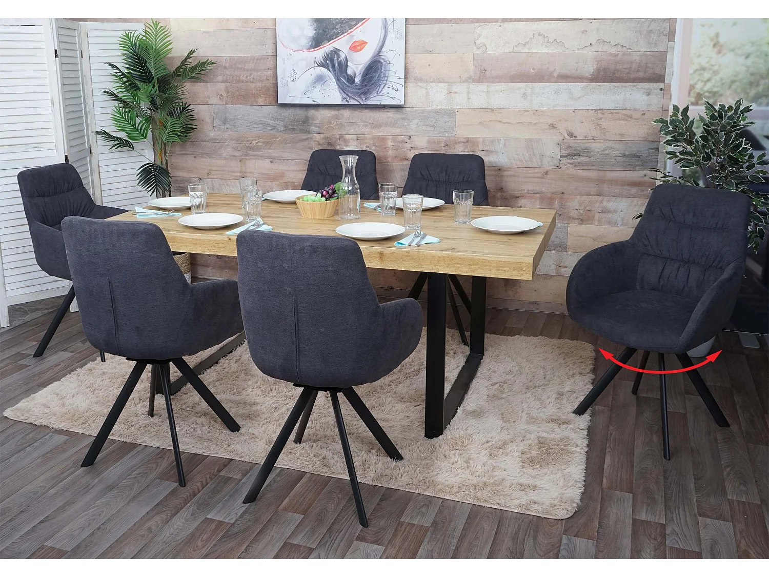 Chaise de salle à manger MCW-J69 (lot de 6),  anthracite