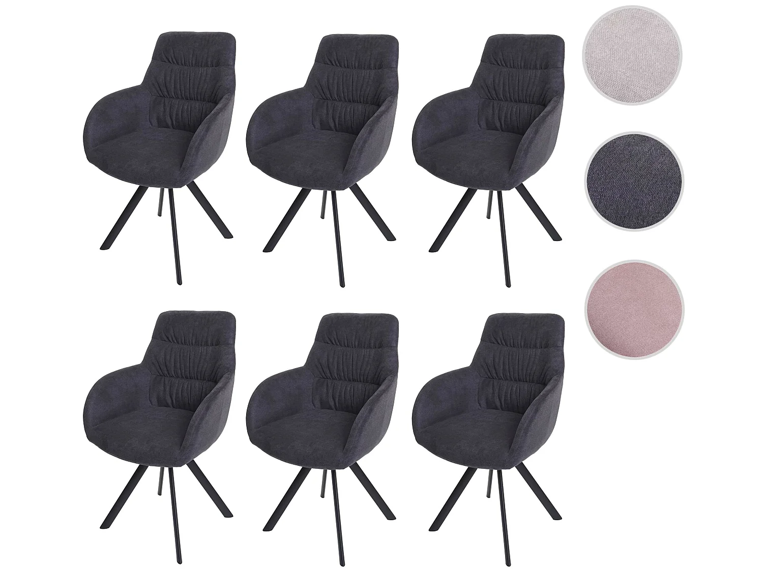 Chaise de salle à manger MCW-J69 (lot de 6),  anthracite