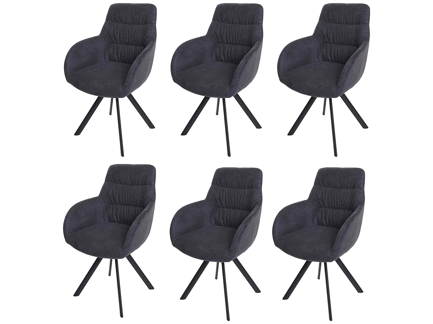 Chaise de salle à manger MCW-J69 (lot de 6),  anthracite