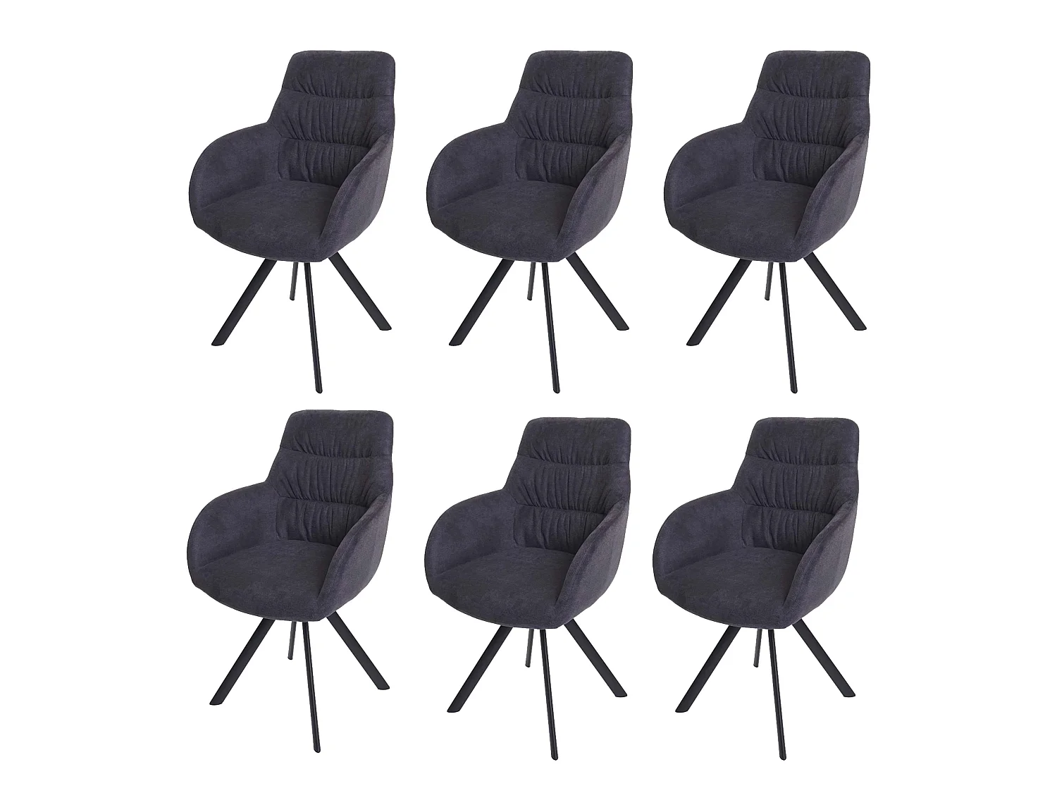 Chaise de salle à manger MCW-J69 (lot de 6),  anthracite