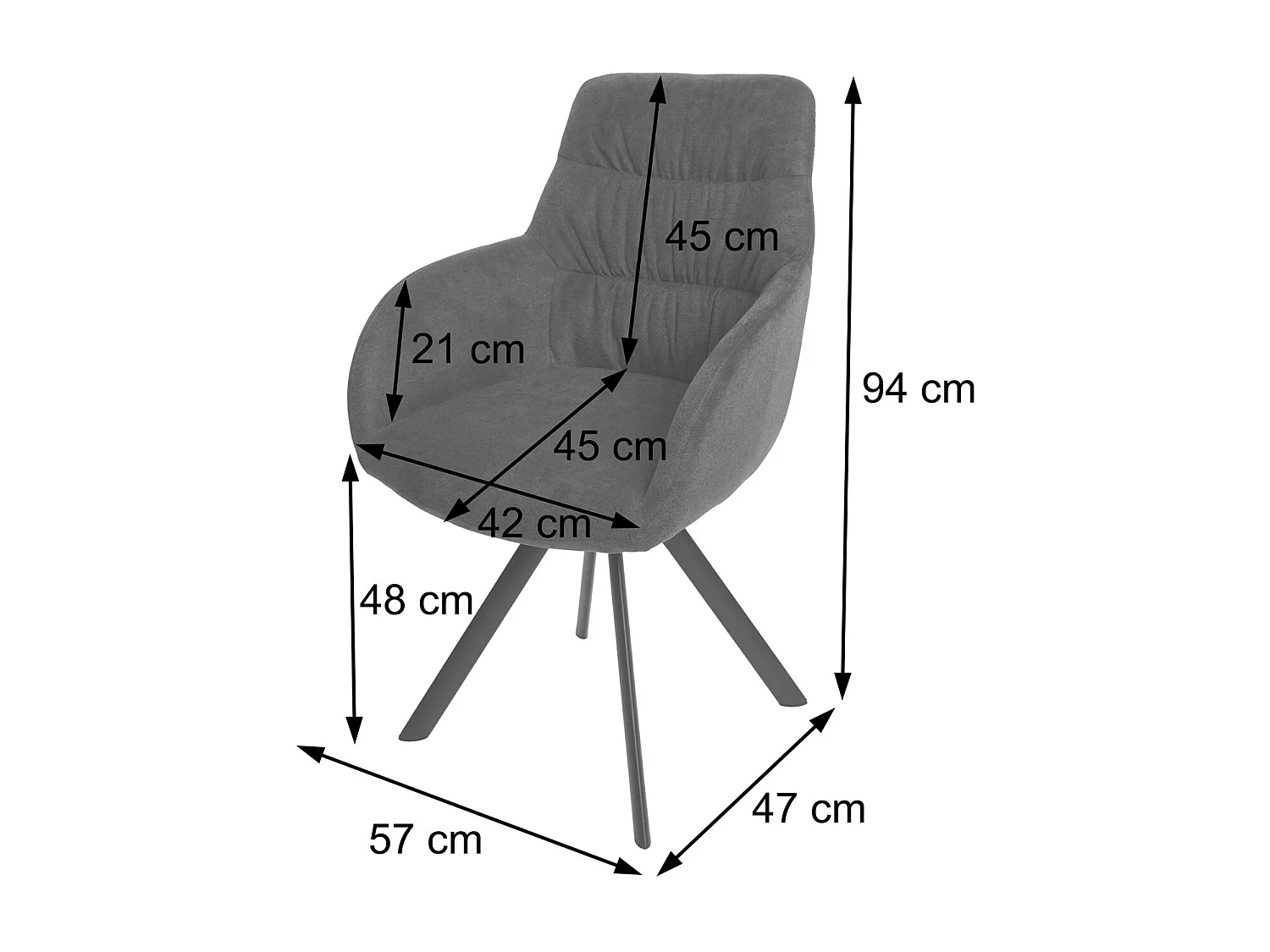 Chaise de salle à manger MCW-J69 (lot de 6),  anthracite