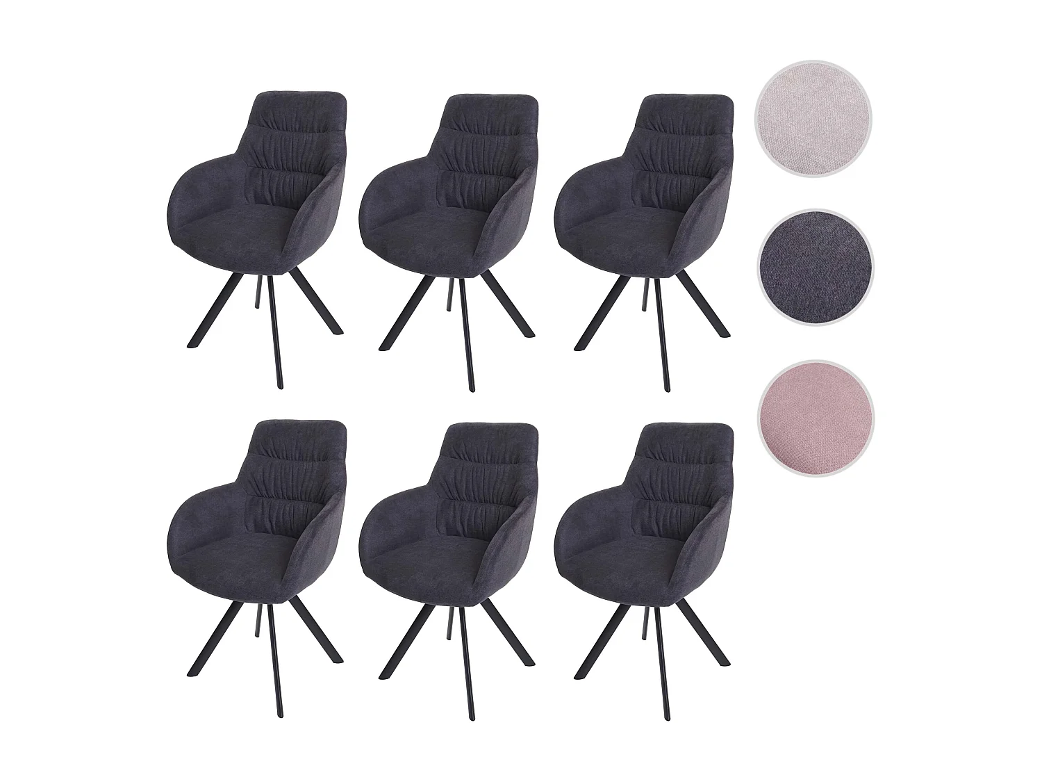 Chaise de salle à manger MCW-J69 (lot de 6),  anthracite