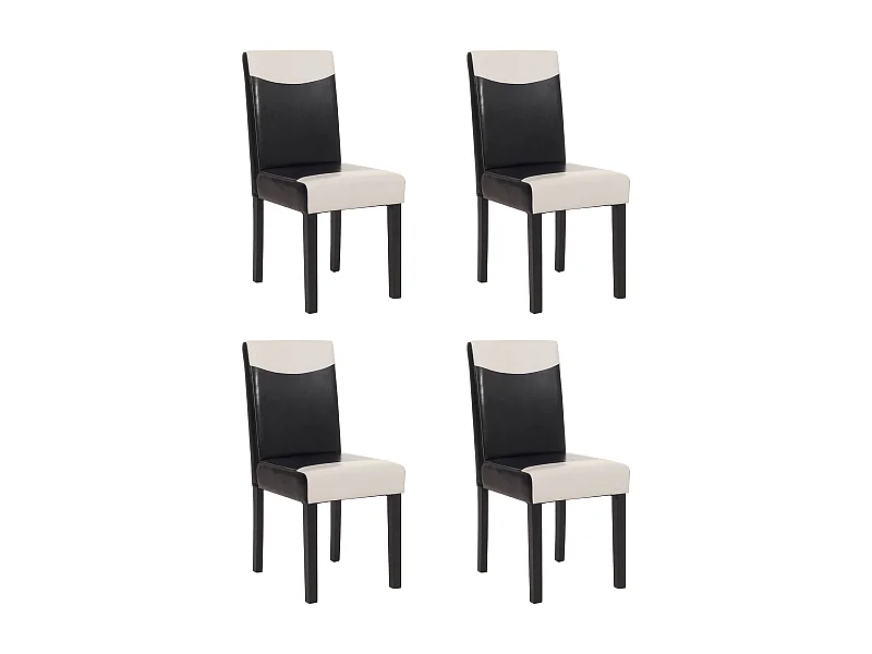 Set 4x sedie Littau ecopelle soggiorno cucina sala da pranzo 43x56x90cm nero bianco