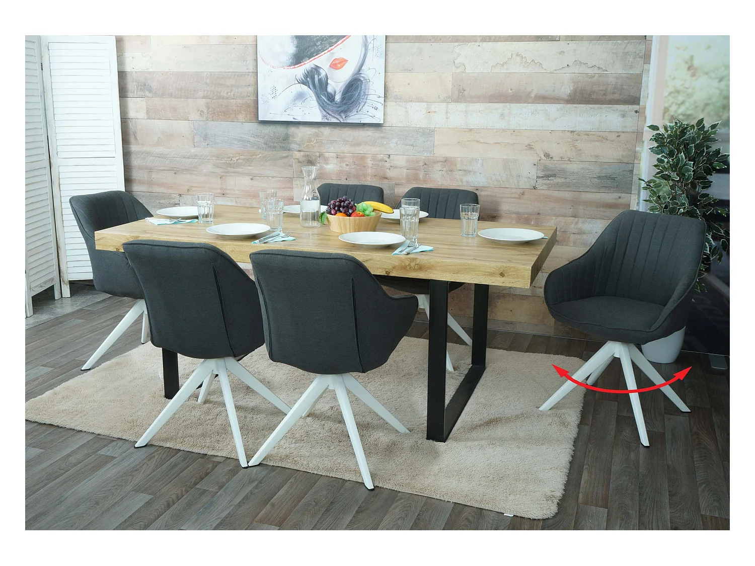 MCW-K27 eetkamerstoel (set van 6),  donkergrijs