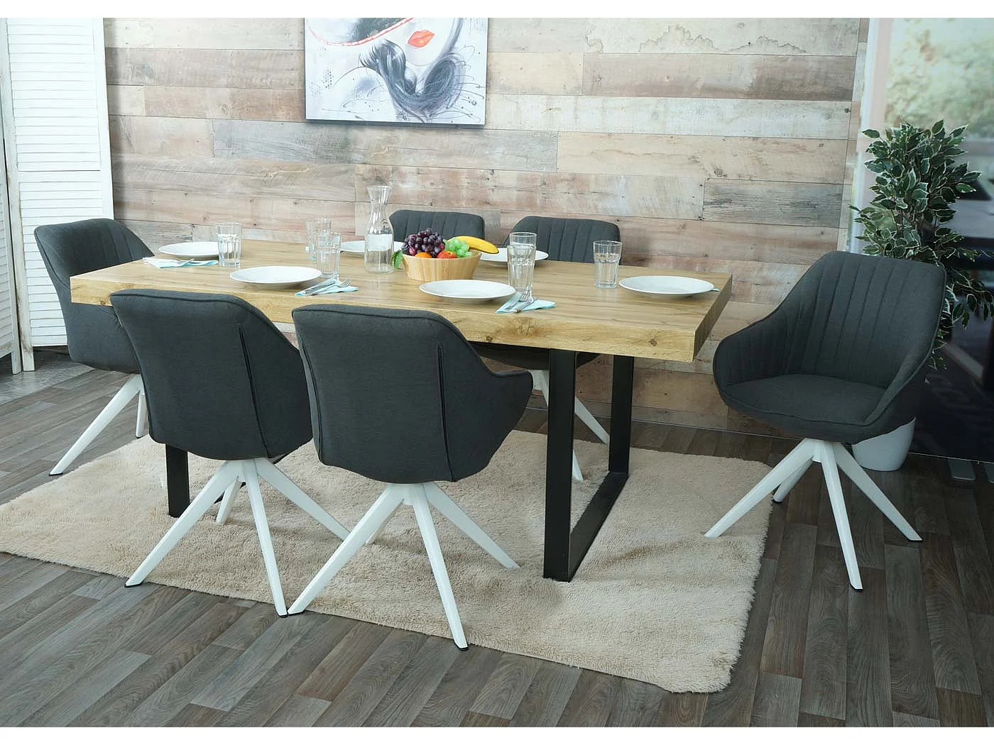 Chaise de salle à manger MCW-K27 (lot de 6),  gris foncé