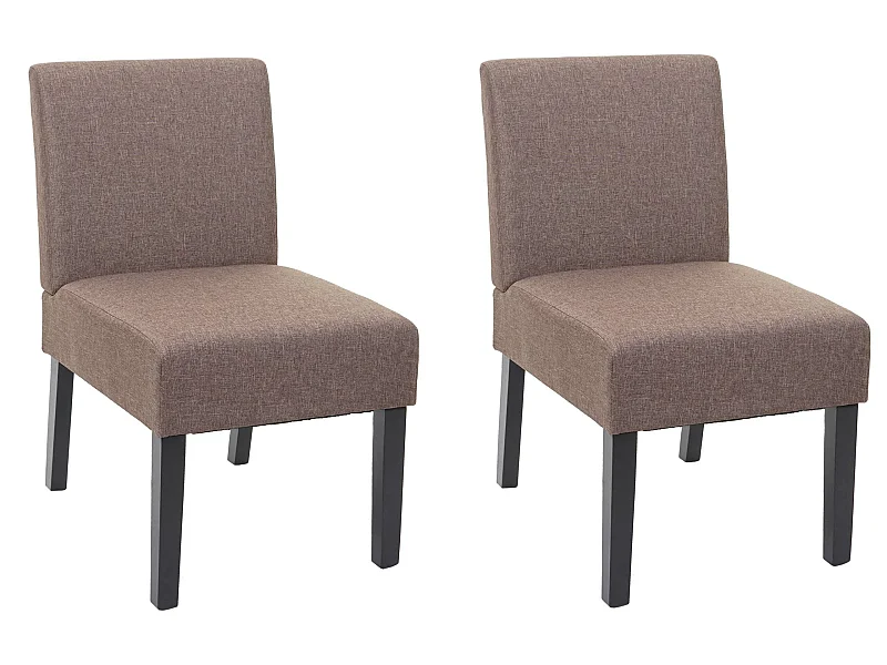 Set 2x sedie MCW-F61 sala da pranzo legno tessuto marrone