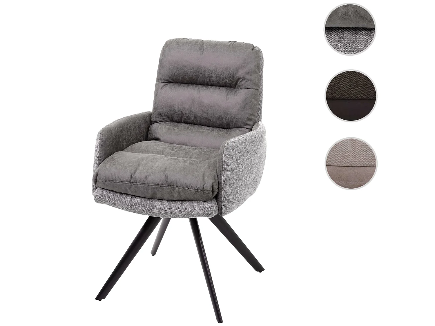 Chaise de salle à manger MCW-G66,  gris clair-gris, avec accoudoirs