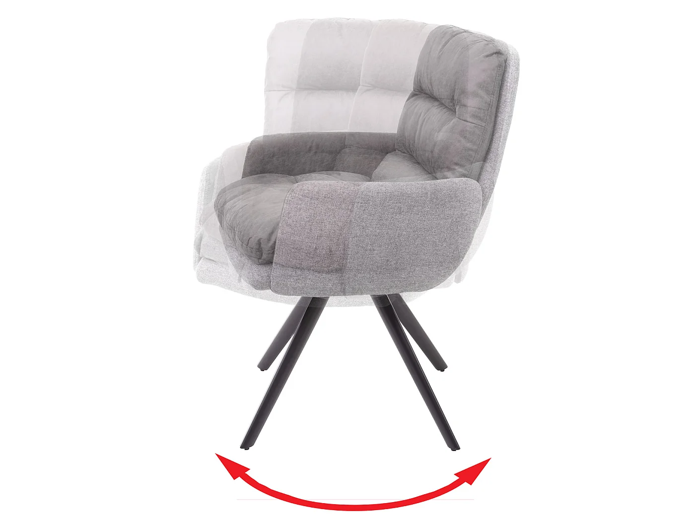 Eetkamerstoel MCW-G66,  lichtgrijs-grijs, met armleuning