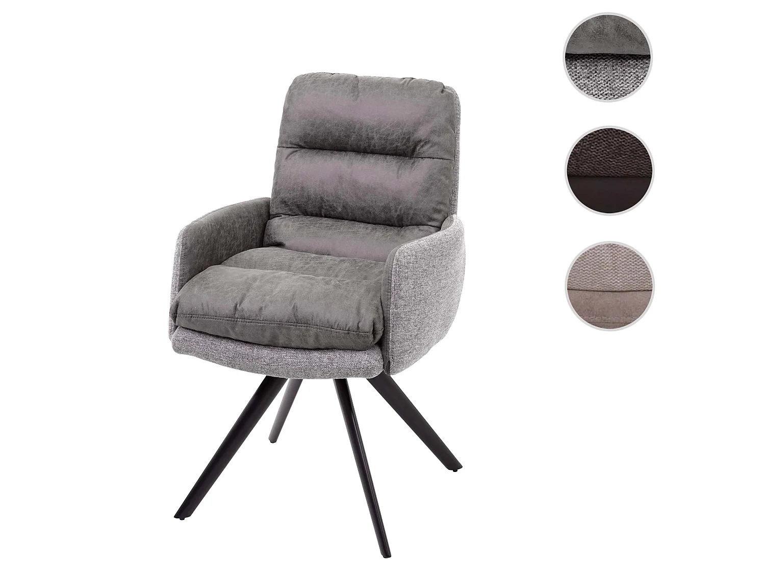 Eetkamerstoel MCW-G66,  lichtgrijs-grijs, met armleuning