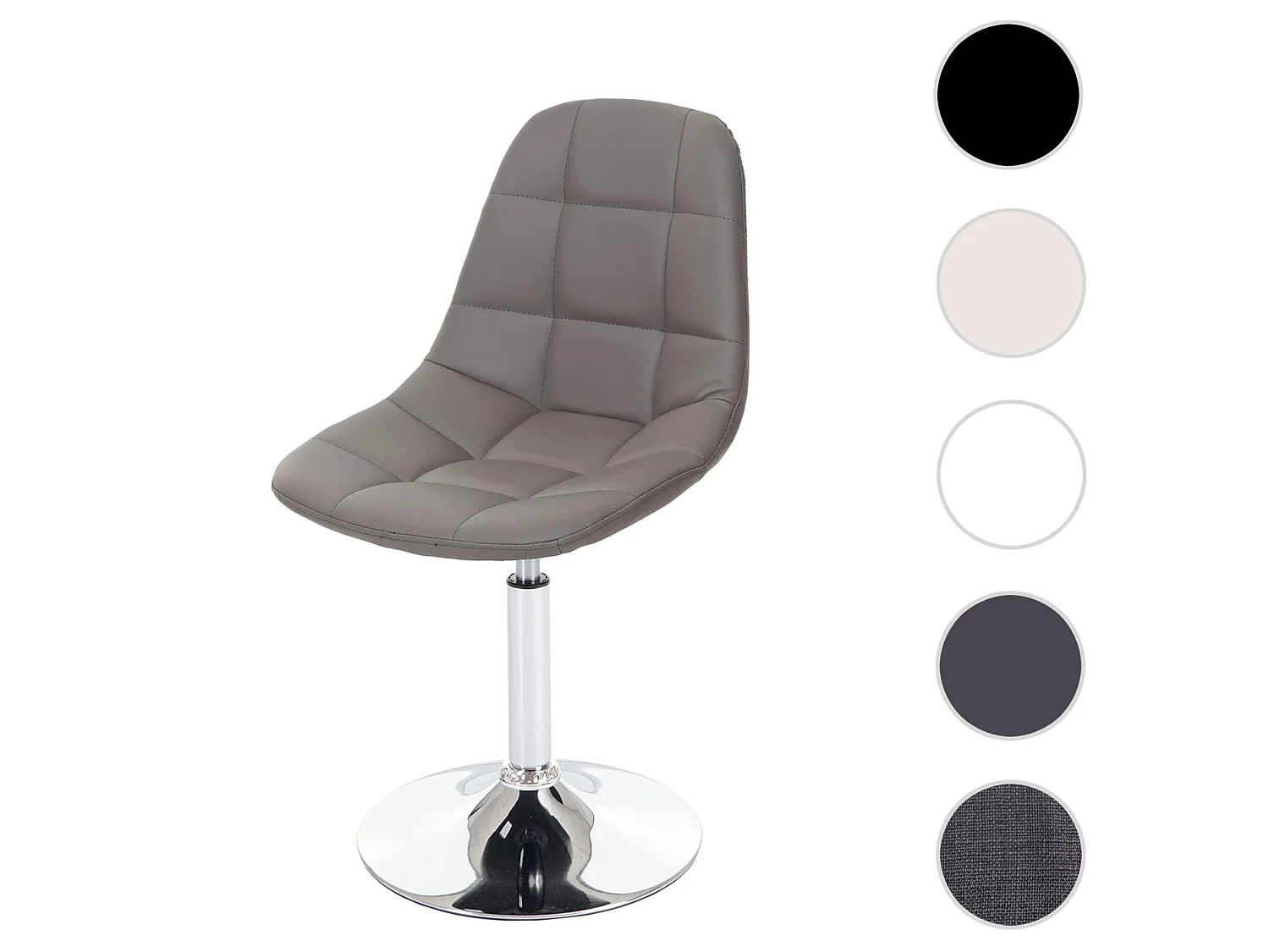 Chaise de salle à manger MCW-A60,  similicuir taupe, pied chromé