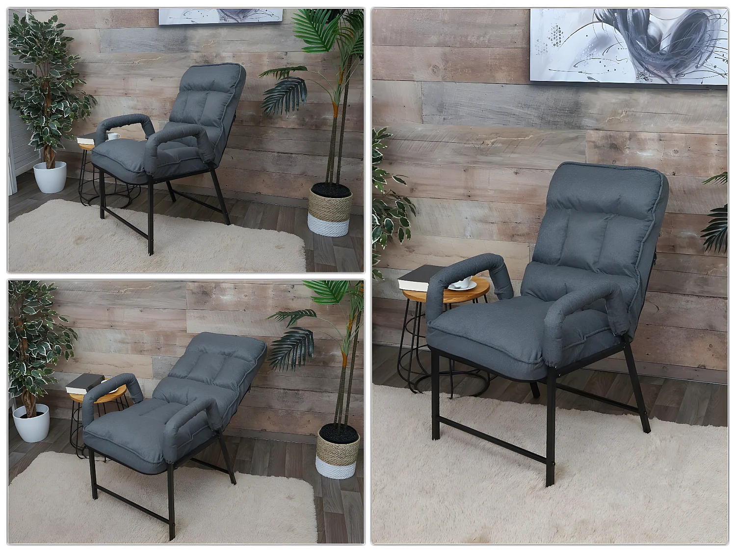 Chaise de salle à manger MCW-K40,  tissu/textile gris foncé