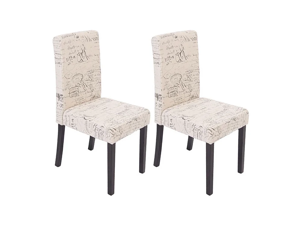 Chaise de salle à manger Littau (lot de 2),  tissu words fabric, pieds foncés