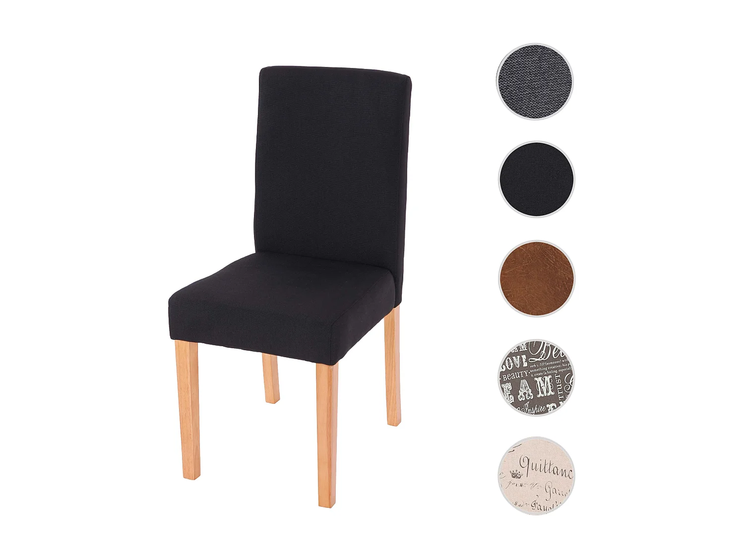 Eetkamerstoel Littau belettering,  zwart, lichtgekleurde poten