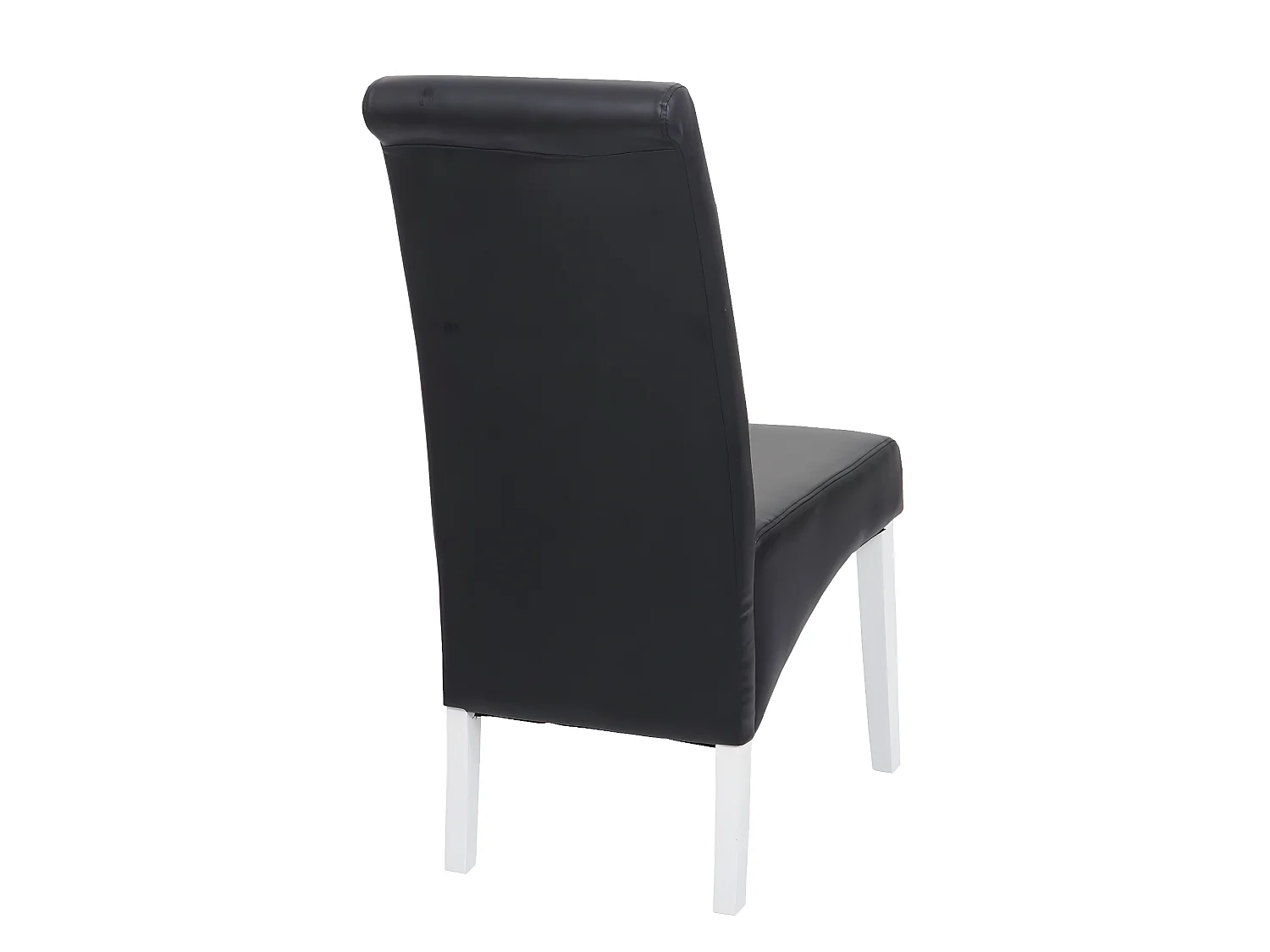 Chaise de salle à manger Cesena (lot de 2),  cuir, noir, pieds blancs