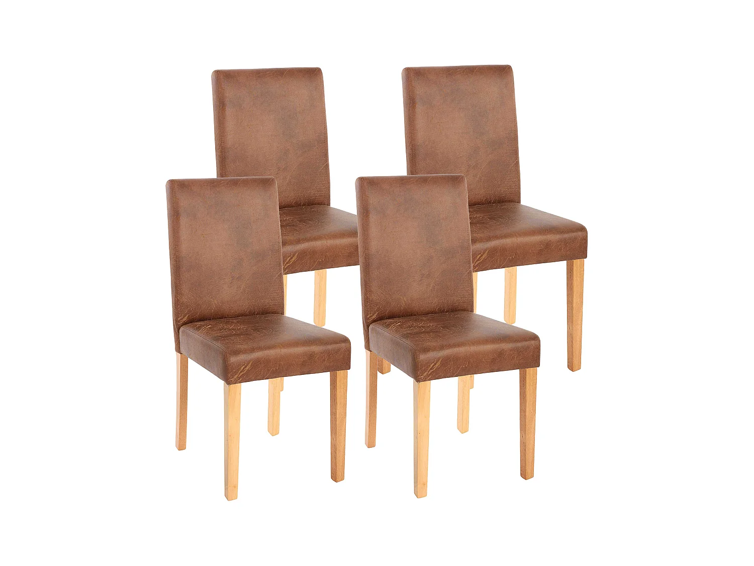 Chaise de salle à manger Littau (lot de 4),  tissu, aspect daim marron, pieds clairs