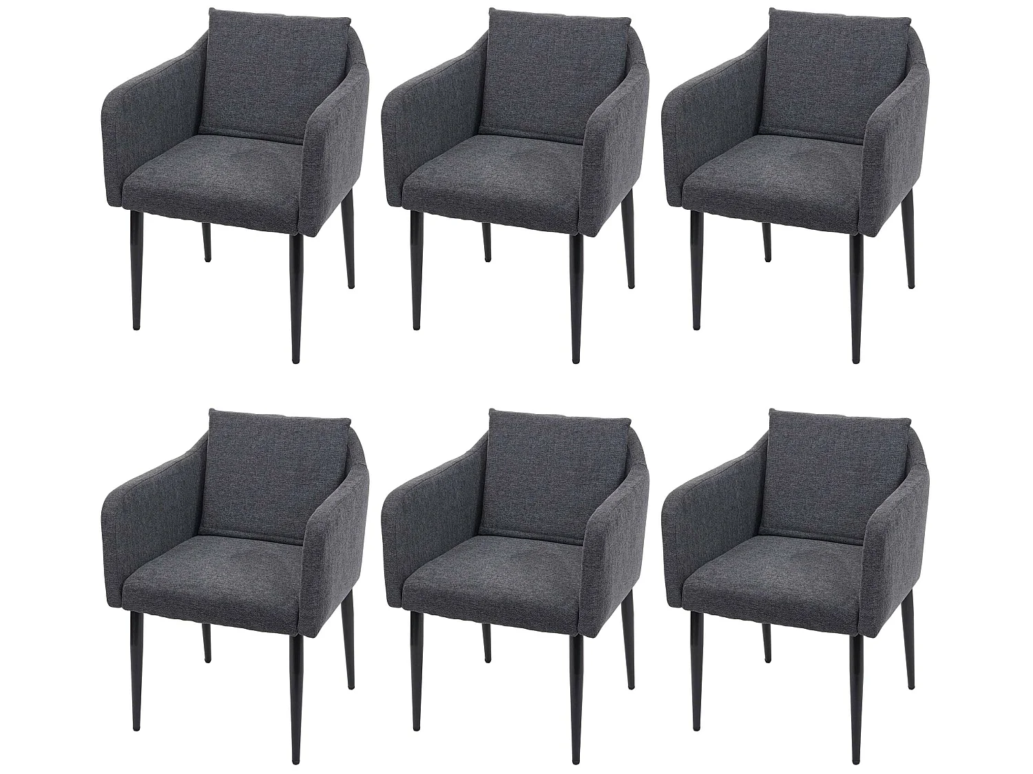 Esszimmerstuhl MCW-H93 (6er-Set), Stoff/Textil dunkelgrau