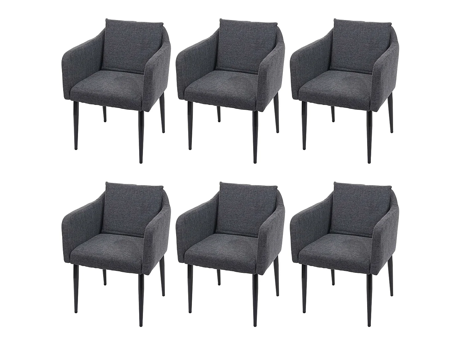 MCW-H93 eetkamerstoel (set van 6),  stof/textiel donkergrijs