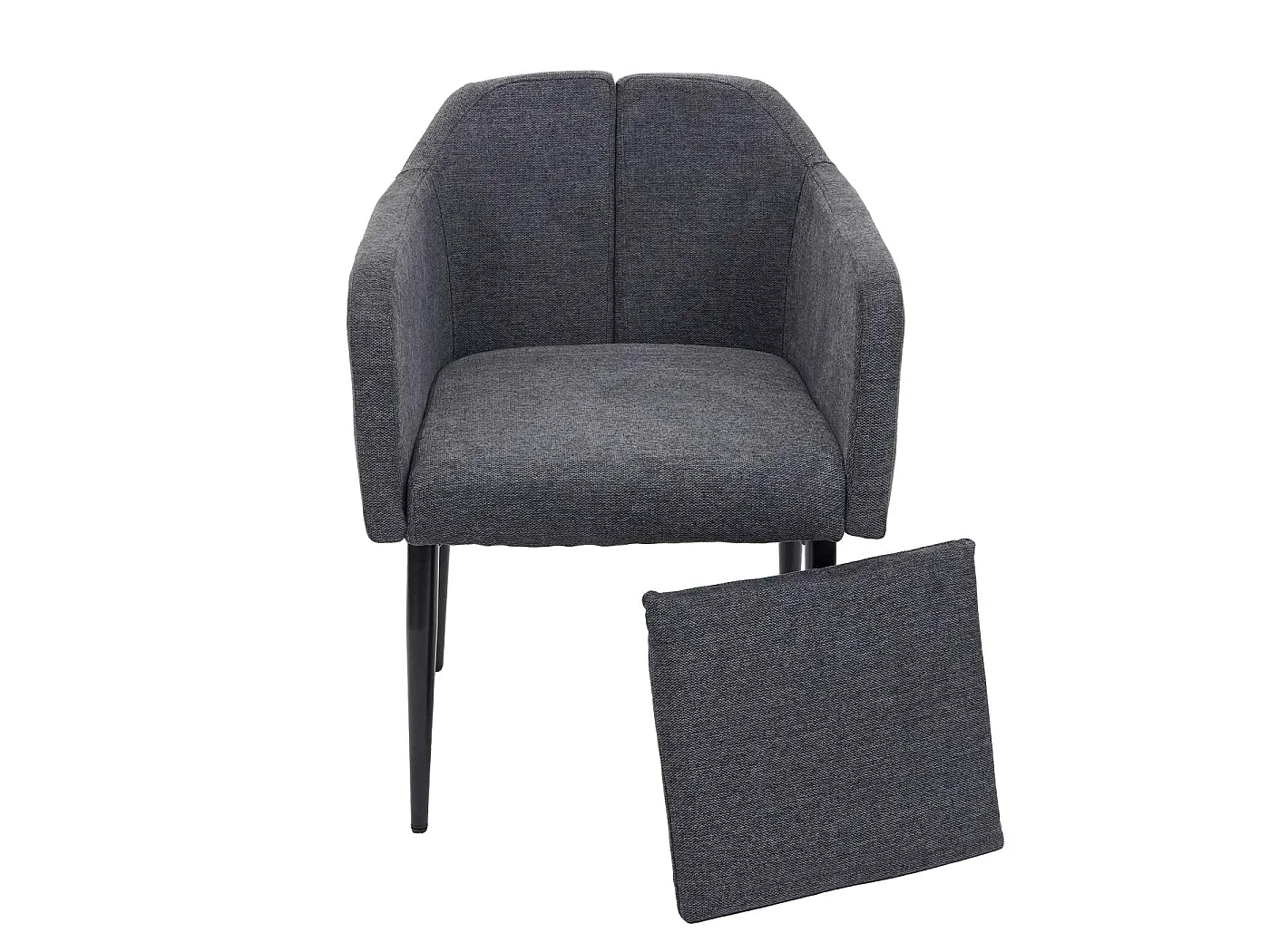 Set 6x poltrone sedie pranzo soggiorno Lounge MCW-H93 ~ tessuto grigio scuro