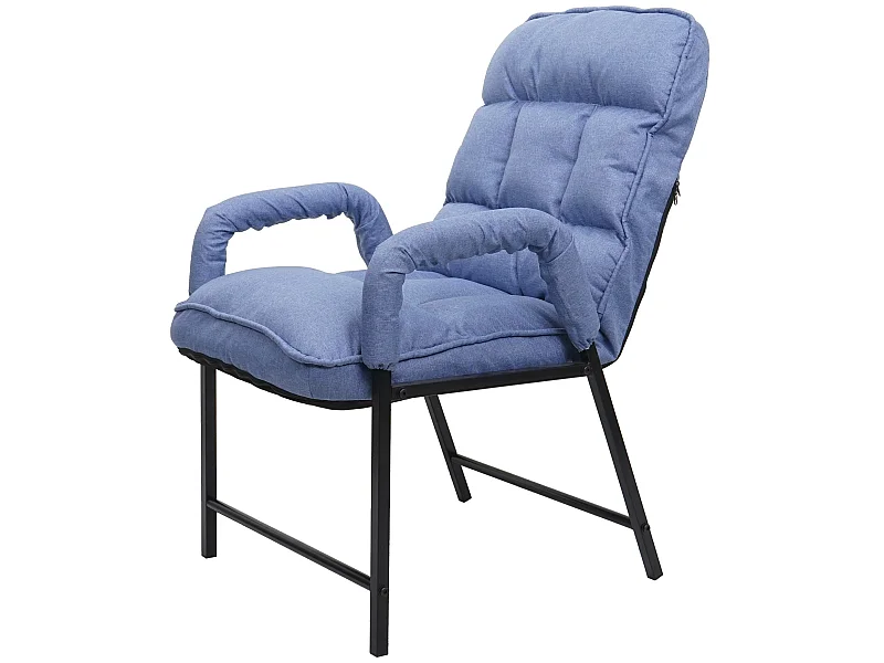 Sedia poltrona imbottita relax regolabile MCW-K40 metallo tessuto blu