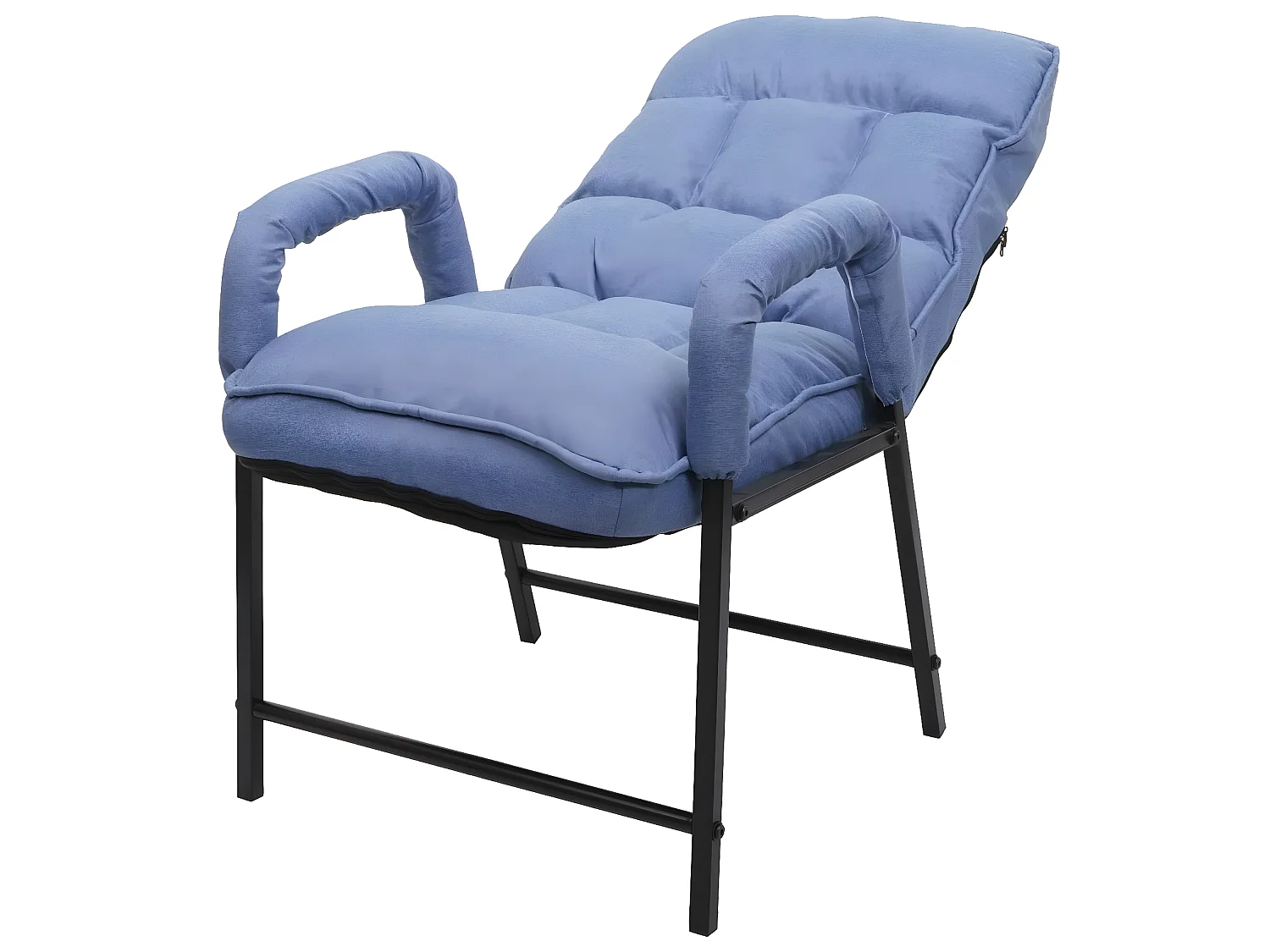 Sedia poltrona imbottita relax regolabile MCW-K40 metallo tessuto blu
