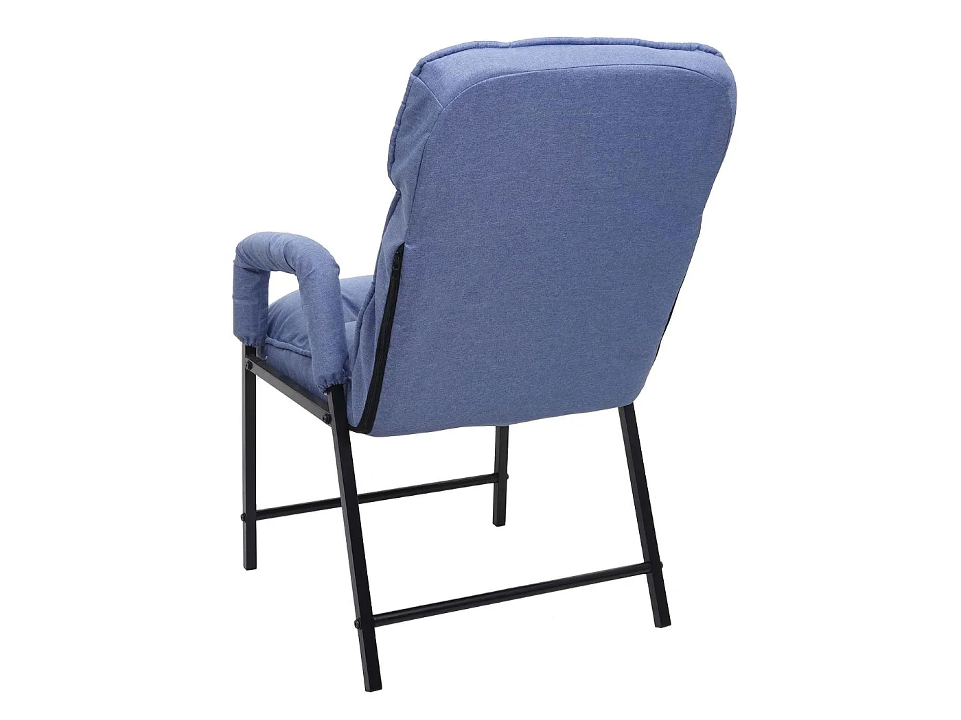 Sedia poltrona imbottita relax regolabile MCW-K40 metallo tessuto blu