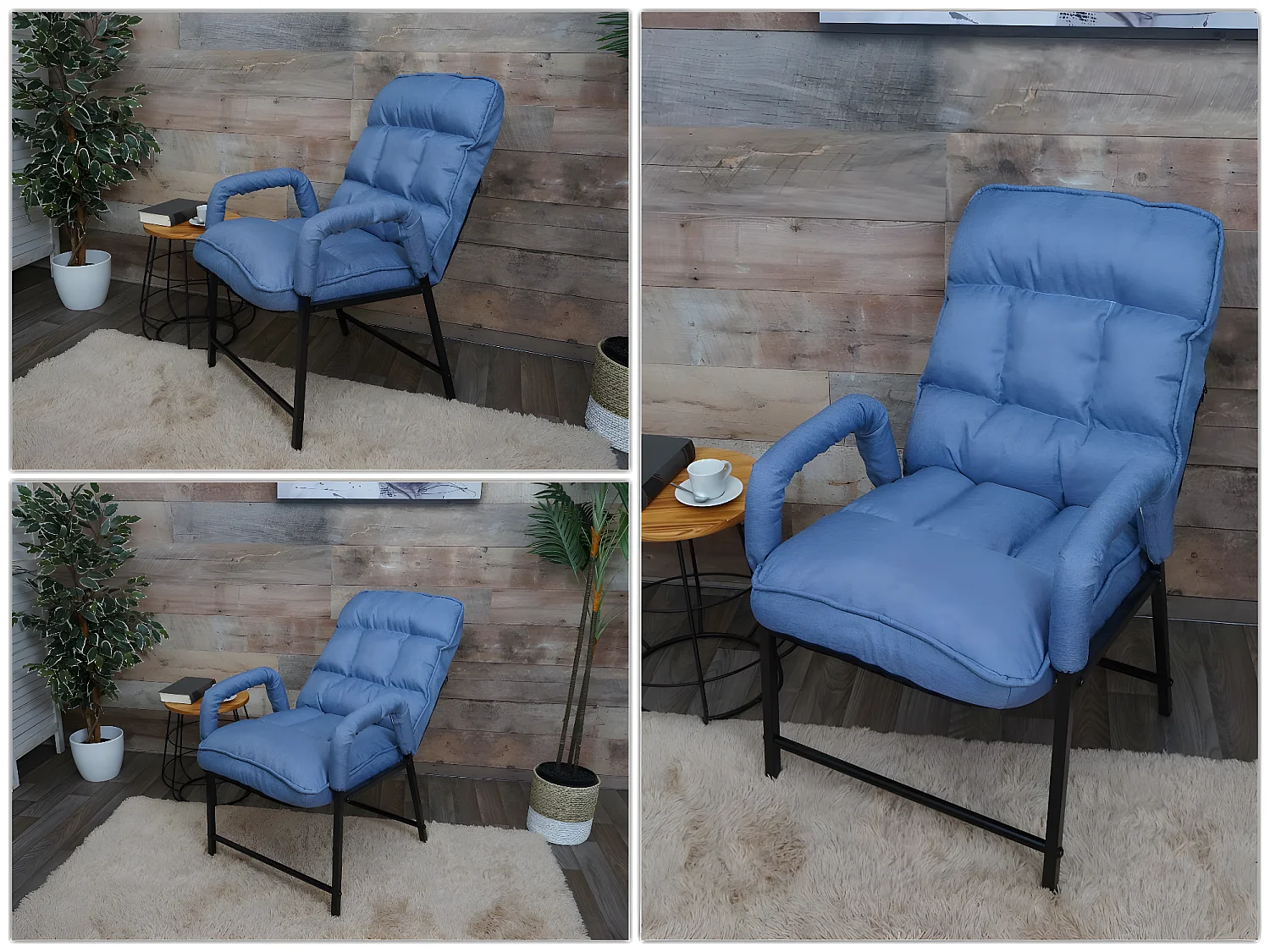 Eetkamerstoel MCW-K40,  stof/textiel blauw