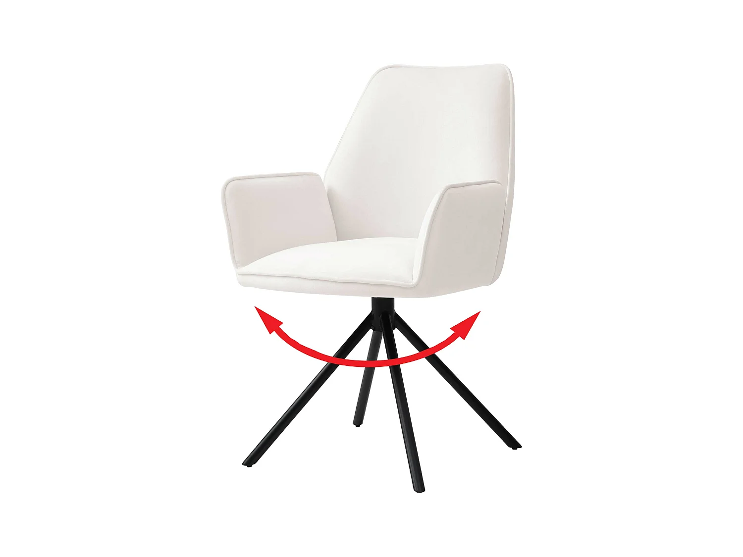 Silla de comedor MCW-G67,  crema-beige, patas negras