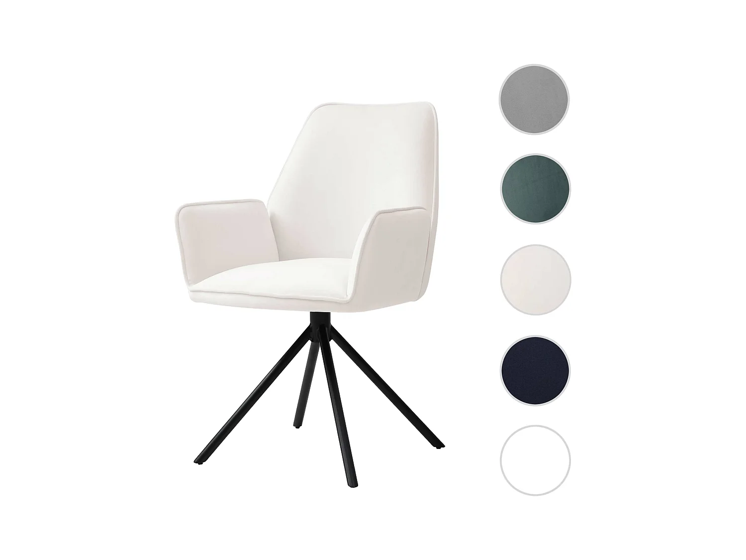 Silla de comedor MCW-G67,  crema-beige, patas negras