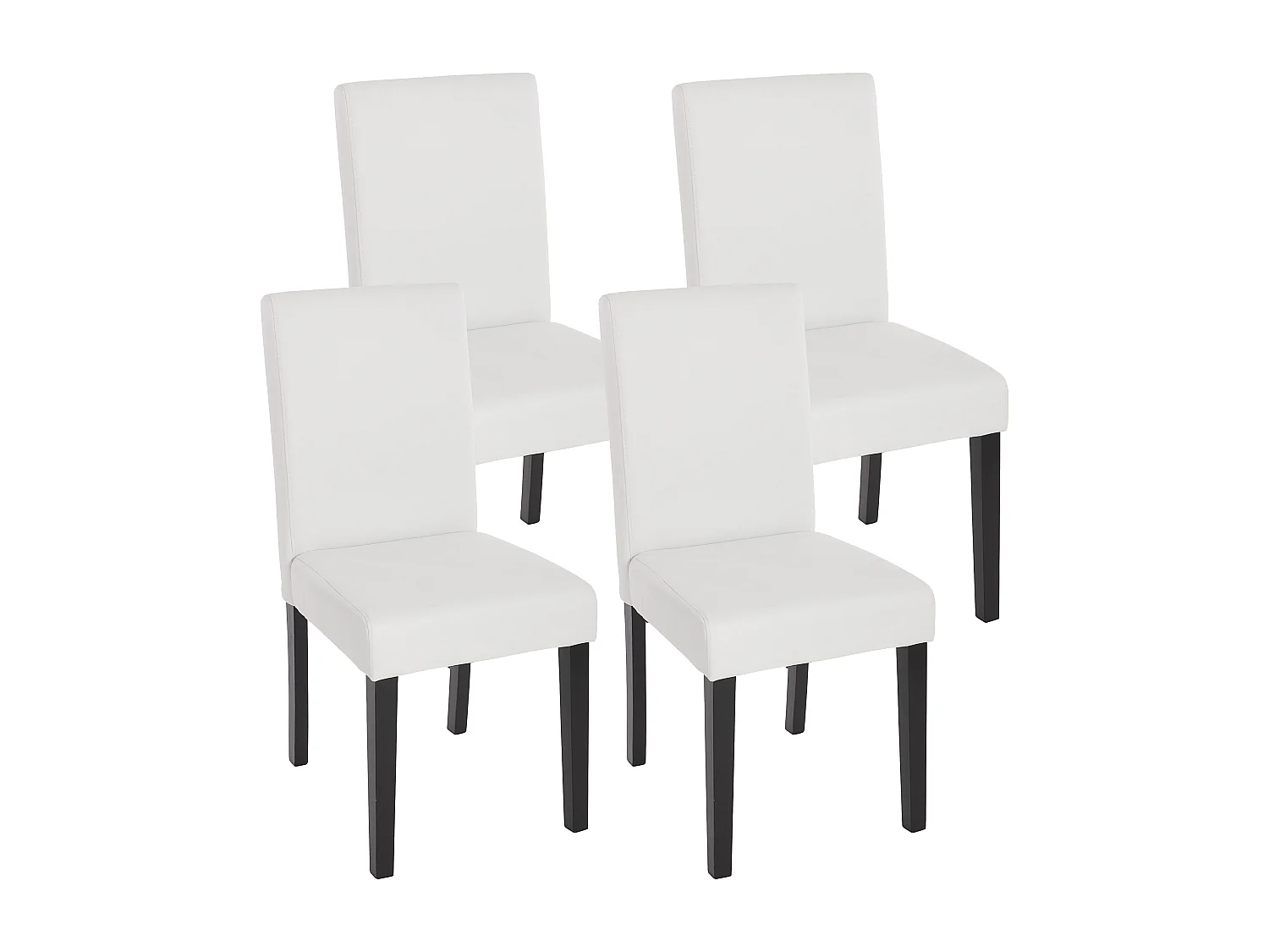 Silla de comedor Littau (set de 4),  polipiel, blanco mate, patas oscuras