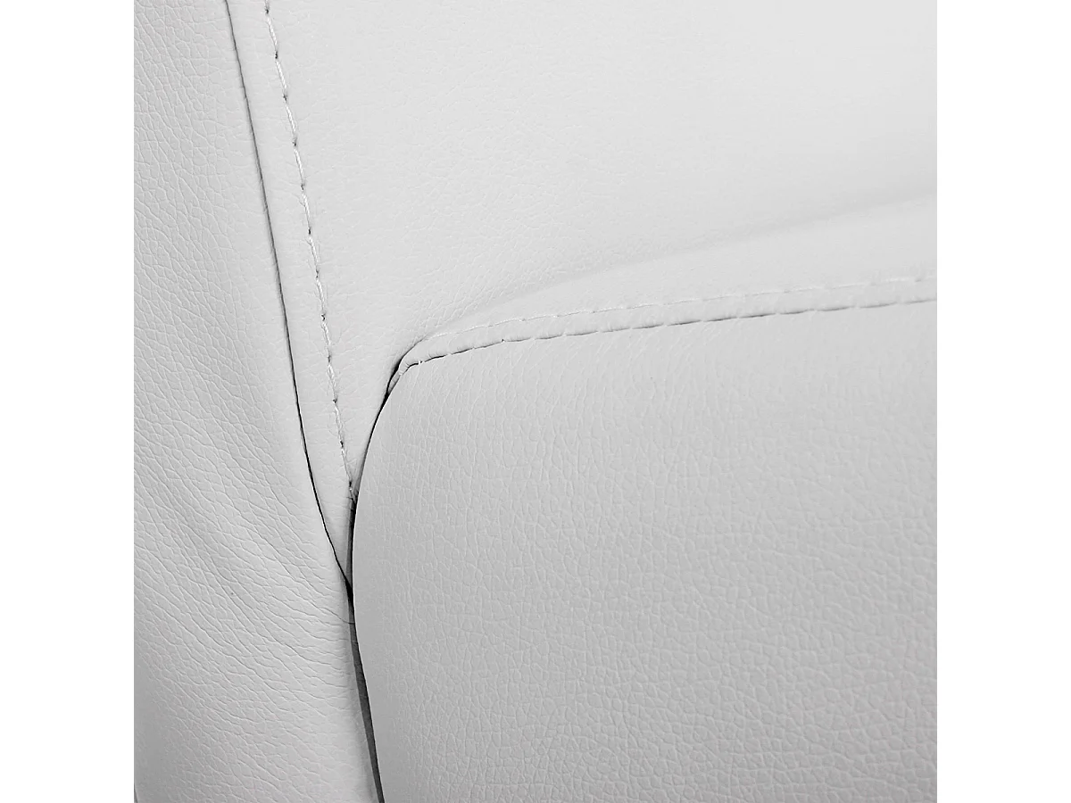 Silla de comedor Littau (set de 4),  polipiel, blanco mate, patas oscuras