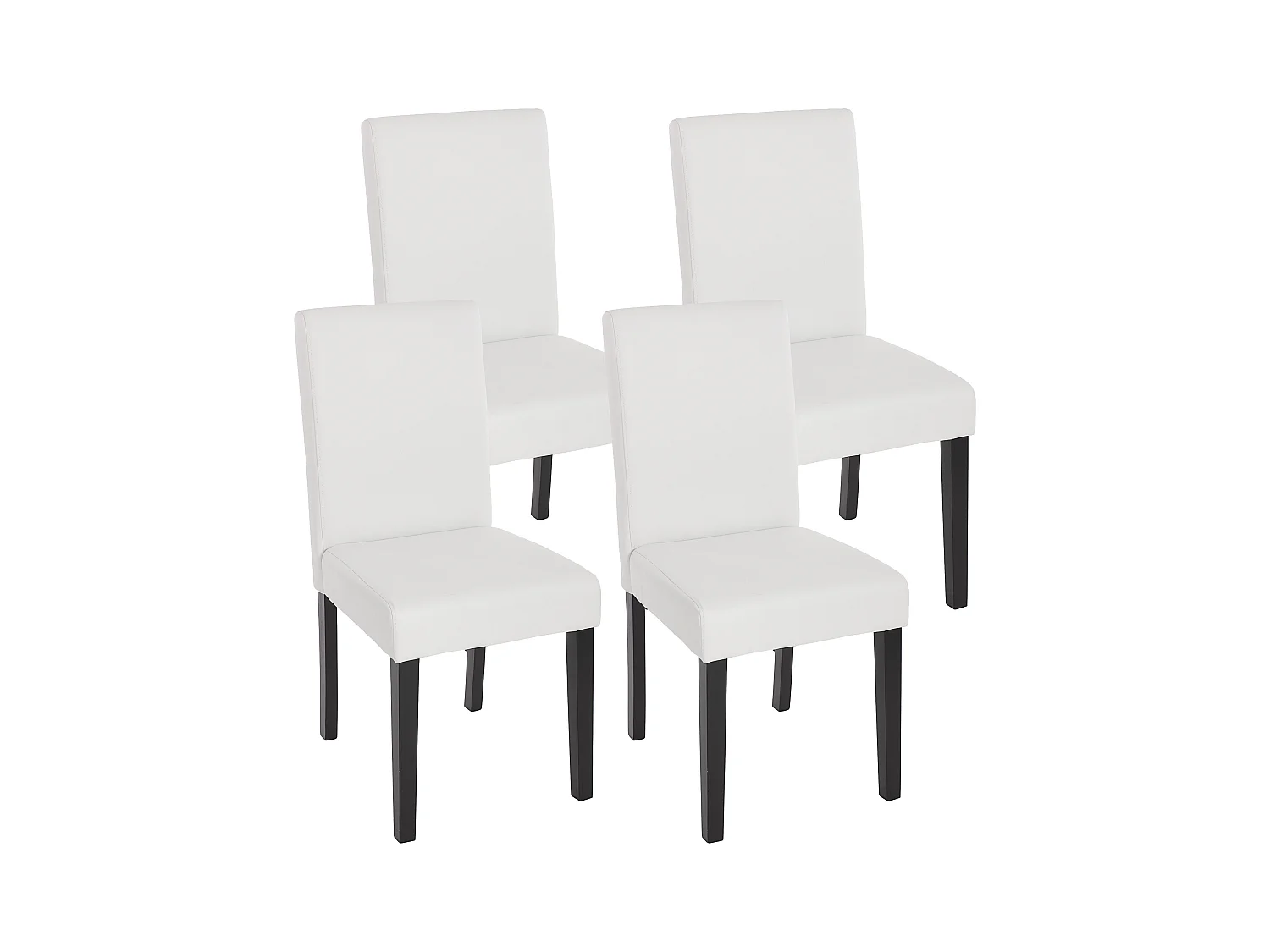 Chaise de salle à manger Littau (lot de 4),  simili-cuir, blanc mat, pieds foncés