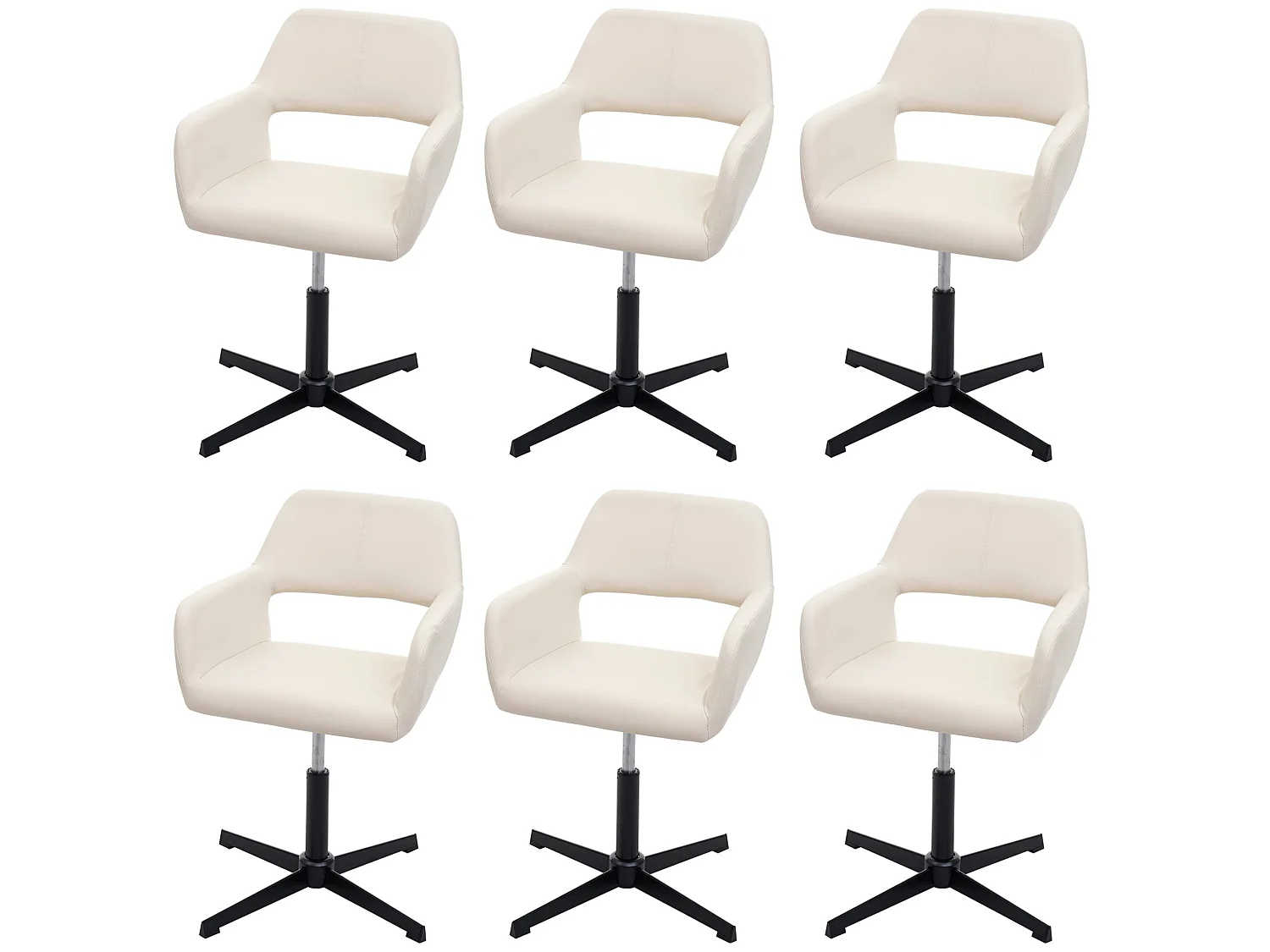 Eetkamerstoel MCW-A50 IV (set van 6),  kunstleer crème, zwart onderstel